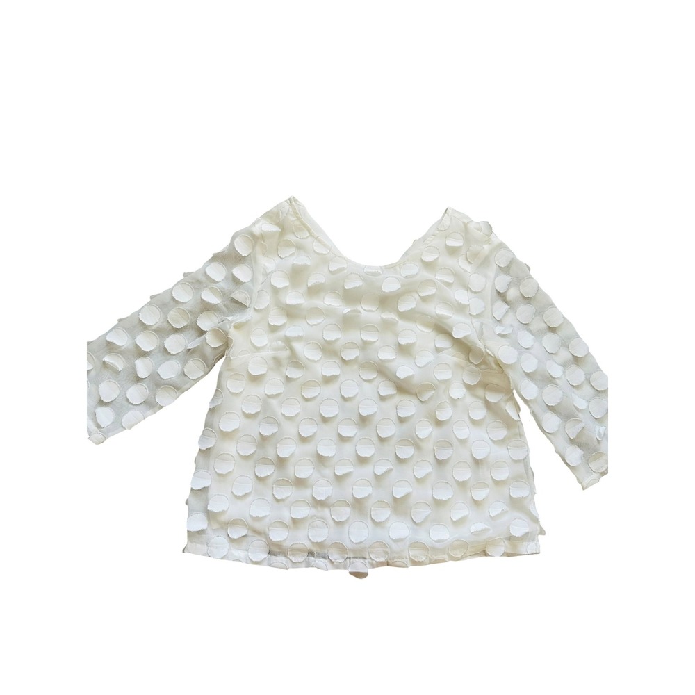 Cottagecore Postmark Anthropologie 3D Dot Tie Back Blouse 4 White Romantic